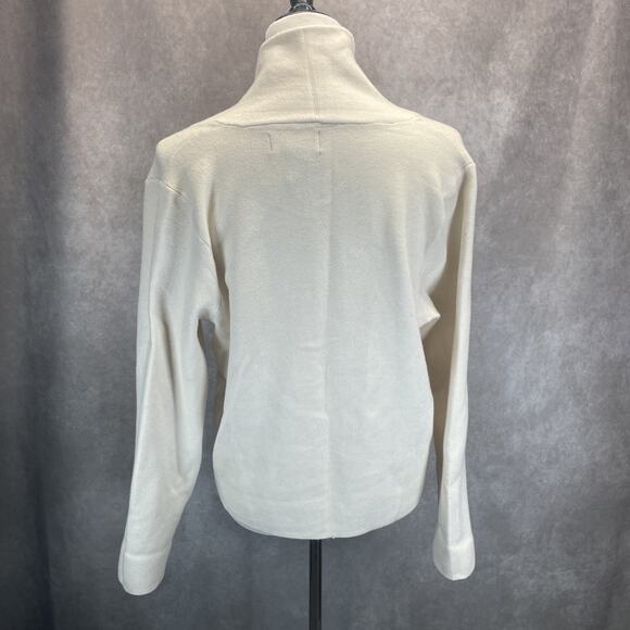 Oliver. O Anthropologie Women M Cream Knit Sweater Gold Buttons Academia Classic - Picture 6 of 8